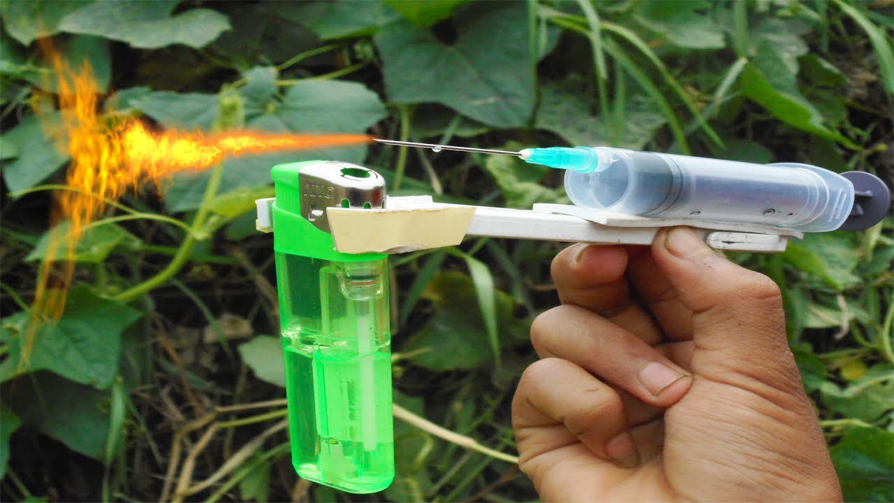 How To Make Mini Fire Gun, mini fire gun, fire gun, fire gun using thinner, lighter